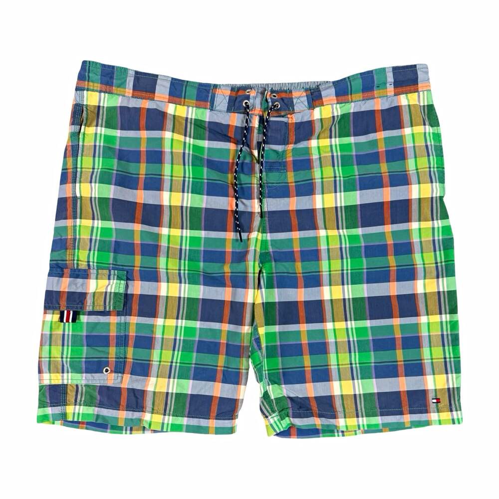 Tommy Hilfiger Men’s Plaid Swim Board Shorts Drawstring Pockets Lined 2XL
